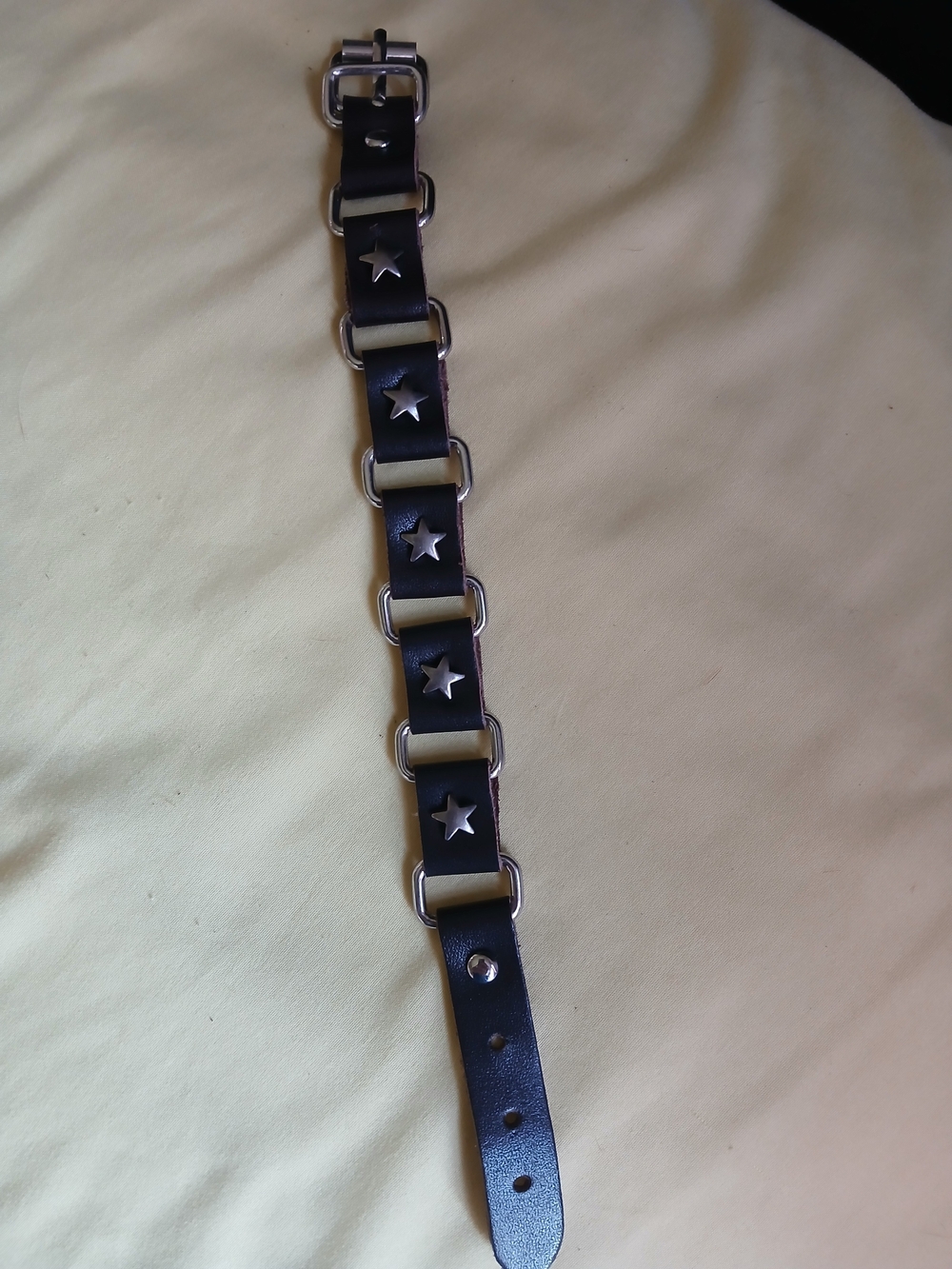 Brown Star-Stud Leather Bracelet